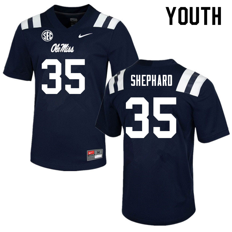 Urriah Shephard Ole Miss Rebels NCAA Youth Navy #35 Stitched Limited College Football Jersey XDT6258JV